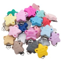 Clip Stella I Love Mom in silicone – Accessorio creativo per portaciucci e articoli handmade