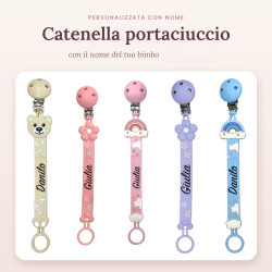 Catenella Portaciuccio Flat in Silicone Personalizzata con Nome e Fantasia