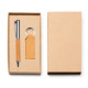 Penna a sfera e Portachiavi in Pelle Riciclata – Set regalo ecologico con inchiostro blu