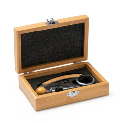 Set per Vino in Bambù ( TINTOS) con Accessori in Acciaio Inox