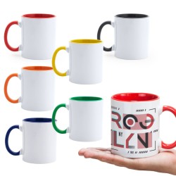 Tazza in ceramica interno e manico colorato