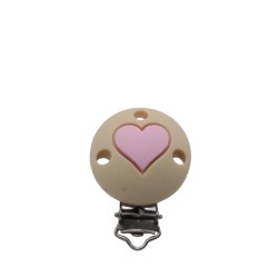Clip Tonda con Cuore in silicone – Accessorio romantico e sicuro per portaciucci handmade