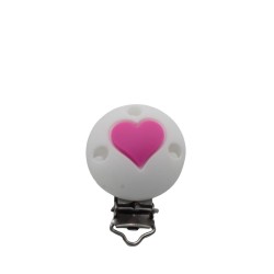 Clip Tonda con Cuore in silicone – Accessorio romantico e sicuro per portaciucci handmade