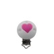 Clip Tonda con Cuore in silicone – Accessorio romantico e sicuro per portaciucci handmade