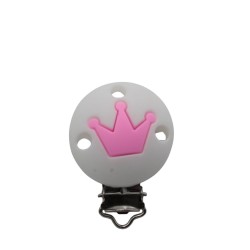 Clip Tonda con Corona in silicone – Accessorio elegante per portaciucci handmade