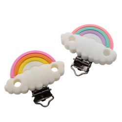 Clip Arcobaleno con Nuvola in silicone – Accessorio colorato per portaciucci handmade