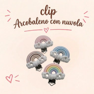Clip Arcobaleno Con Nuvola in silicone – Accessorio creativo per portaciucci e articoli handmade