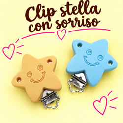 Clip Stella con sorriso in silicone – Accessorio creativo per portaciucci e articoli handmade