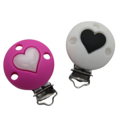 Clip Tonda con Cuore in silicone – Accessorio romantico e sicuro per portaciucci handmade
