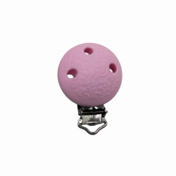 Clip tonda con ricamo in silicone – Dettaglio creativo per accessori baby