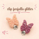 Clip Farfalla glitter in silicone – Accessorio creativo per portaciucci e articoli handmade