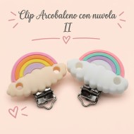 Clip Arcobaleno con Nuvola II in silicone – Accessorio colorato per portaciucci handmade
