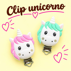 Clip Unicorno in Silicone 4x4 cm per Catenelle Portaciuccio e Accessori Handmade