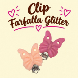 Clip Farfalla glitter in silicone – Accessorio creativo per portaciucci e articoli handmade