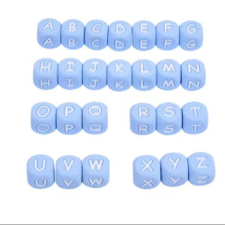 Lettere 12mm Silicone Azzurro Pastello/Bianco