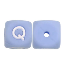 Lettere 12mm Silicone Azzurro Pastello/Bianco