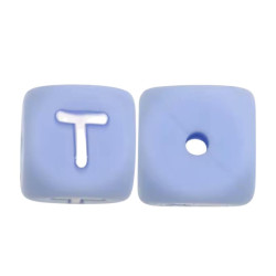 Lettere 12mm Silicone Azzurro Pastello/Bianco