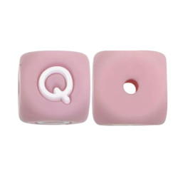 Lettere 12mm Silicone Rosa Pastello/ Bianco
