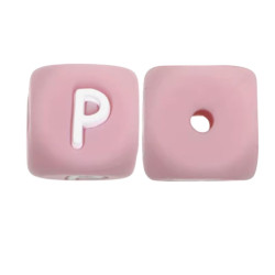 Lettere 12mm Silicone Rosa Pastello/ Bianco
