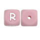 Lettere 12mm Silicone Rosa Pastello/ Bianco