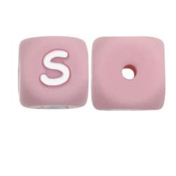 Lettere 12mm Silicone Rosa Pastello/ Bianco