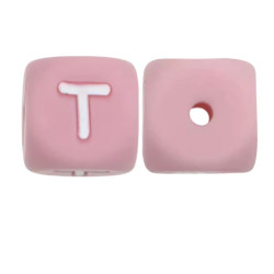 Lettere 12mm Silicone Rosa Pastello/ Bianco