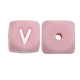 Lettere 12mm Silicone Rosa Pastello/ Bianco