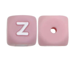 Lettere 12mm Silicone Rosa Pastello/ Bianco