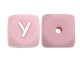 Lettere 12mm Silicone Rosa Pastello/ Bianco