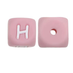 Lettere 12mm Silicone Rosa Pastello/ Bianco