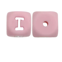 Lettere 12mm Silicone Rosa Pastello/ Bianco