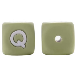 Lettere 12mm in Silicone Verde Salvia/ Bianco