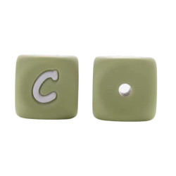 Lettere 12mm in Silicone Verde Salvia/ Bianco