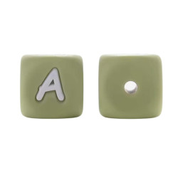 Lettere 12mm in Silicone Verde Salvia/ Bianco
