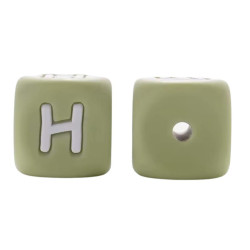Lettere 12mm in Silicone Verde Salvia/ Bianco