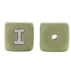 Lettere 12mm in Silicone Verde Salvia/ Bianco