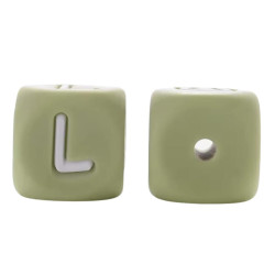Lettere 12mm in Silicone Verde Salvia/ Bianco