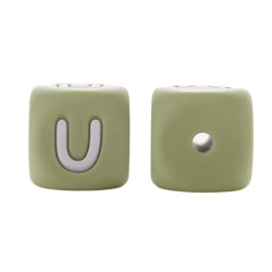 Lettere 12mm in Silicone Verde Salvia/ Bianco