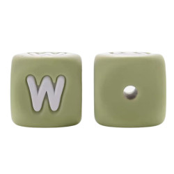 Lettere 12mm in Silicone Verde Salvia/ Bianco