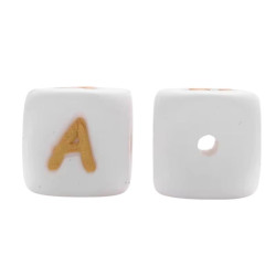 Lettere 12mm Silicone Bianco/Oro