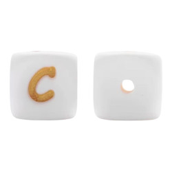 Lettere 12mm Silicone Bianco/Oro