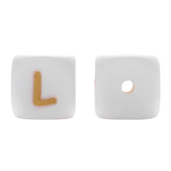 Lettere 12mm Silicone Bianco/Oro
