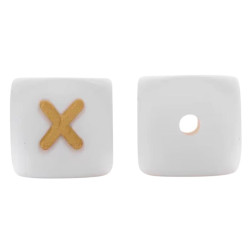 Lettere 12mm Silicone Bianco/Oro