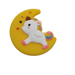 Massaggiagengive Unicorno sulla Luna in silicone – Dolcezza e fantasia per accessori handmade
